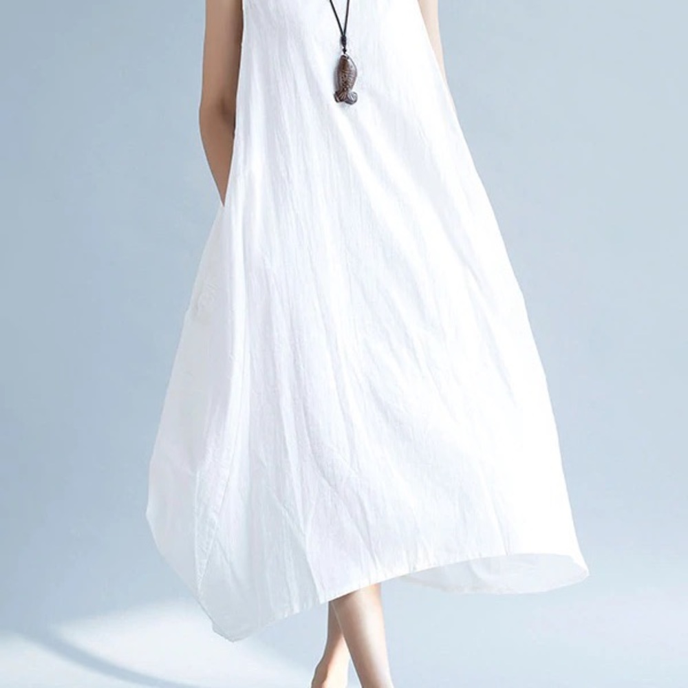 New Artistic Solid Sleeveless Dress